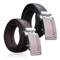 Men Second Floor Cowhide Leather Belt Automatic Buckle Black Brown Waist Strap Waistband