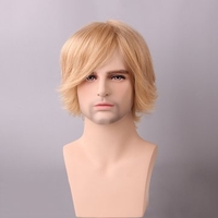 Men Short Human Hair Wig Side Bang Male Mono Top Virgin Remy Capless