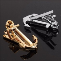 Men Silver Tie Clip Anchor Shape Necktie Tie Clip Bar Clasp