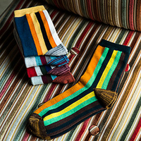 Men Stripe Mixed Color Socks Cotton Middle Tube Tide Warm Casual Socks
