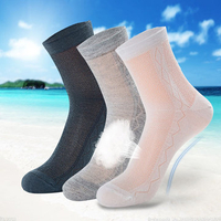 Men Summer Ultra Thin Mesh Breathable Middle Socks Cotton Deodorant Sweat Men Business Socks