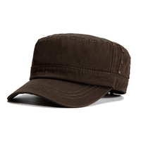 Men Sunshade Breathable Cotton Military Hat Travel Casual Solid Color Flat Cap