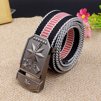 Men Tactical Canvas Smooth Buckle Belt Casual Colorful Durable Rectangular Buckle Waistband