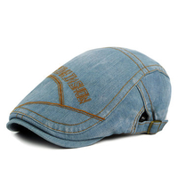 Men Unisex Washed Denim Beret Hat Casual Golf Driving Newsboy Flat Caps
