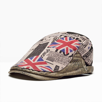 Men Vintage Breathable Forward Cotton Beret Cap Leisure Printing British Flag Pattern Hat