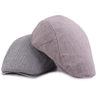 Men Vintage Cotton Stripe Newsboy Beret Cap Autumn Travel Casual Sunscreen Hat