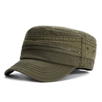 Men Vintage Cotton Zippered Military Hat Outdoor Casual Sunshade Flat Cap