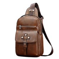 Men Vintage Genuine Leather Chest Bag Leisure Shoulder Bag