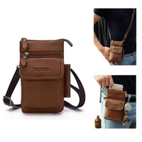 Men Vintage Genuine Leather Multifunctional Phone Bag Crossbody Bag