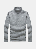 Men Winter Casual Thick Warm Turtleneck Solid Color Knitted Sweater