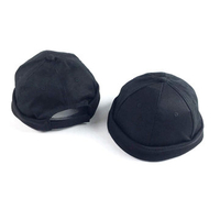 Men Women Black Skullcap Sailor Cap Worker Sailorcap Rolled Cuff Retro Brimless Hat
