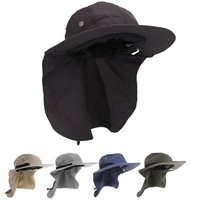 Men Women Boonie Snap Brim Ear Neck Cover Sun Flap Cap Hunting Fishing Boating Hiking Hat