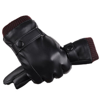 Men Women Full-Finger PU Leather Touch Screen Gloves Thick Winter Warm Outdoor Windproof Mittens