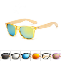 Men Women Retro Classic Radiation Protection Eyewear Bamboo Wood Legs Colorful Sunglasses