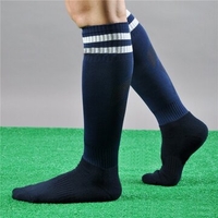 Men Women Sport Football Striped Long Socks Knee High Protection Socks