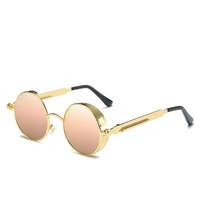Men Women UV400 Vintage Steampunk Round Mirror Lens Sunglasses Outdoor Sport Eyewear