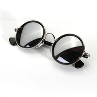 Men Women Vintage Retro Round Golden Metal Mirrored Sunglasses