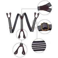 Men Women Vintage Stripe 3 Clips Suspender Y-Shape Braces For Clothing Accessories