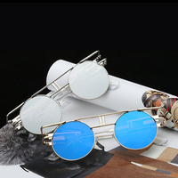 Men Women Vintage UV400 Sunglasses Retro Steampunk Round Mirror Lens Glasses