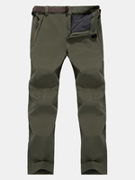 Mens Big Size Outdoor Elastic Waist Soft Shell Fleece Lining Waterproof Quick-Dry Skiing Trouser