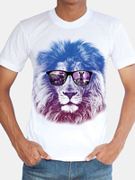 Mens Breathable Casual Tee Top 3D Animal Printed Round Neck Short Sleeve T-shirt