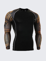 Mens Breathable Elastic Tight Fitting Bodybuilding Sport Quick-Dry Long Sleeve T-Shirt