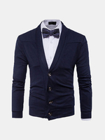 Mens Brief Single-breasted Knitted V-Neck Cardigans