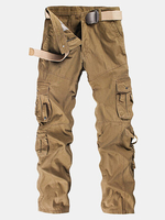 Mens Cargo Pants Multi-pocket Solid Color Regular Fit Outdoor Spring Fall Trouser