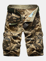 Mens Casual Cotton Blend Large Size Multi-pocket Military Camouflage Cargo Shorts