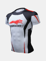 Mens Casual Printing Fitness Tight T-shirt Breathable Comfortable Sport T-shirt
