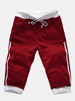 Mens Casual Running Drawstring Overknee Slim Fit Sports Cotton Pants