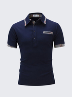 Mens Casual Solid Color Fake Front Pocket Polo Shirt Short Sleeve Spring Summer Tops