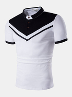 Mens Contrast Color Turndown Short Sleeve Polo Shirt