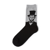 Mens Cotton Ancient Ways Literature Abstract Oil Painting Series Figure Head Portrait Socks