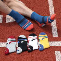 Mens Cotton Breathable Sweat Sport Socks Comfortable Middle Tube Basketball Socks