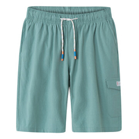 Mens Cotton Elastic Waist Drawstring Solid Color Casual Beach Shorts Sport Shorts