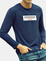 Mens Cotton Slim Fit Letters Printing Long Sleeves T-Shirt