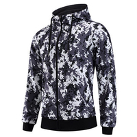 Mens Fashion Camo Sweatshirt Hoodie Zipper Long Sleeve Polyester Casual Hoodie