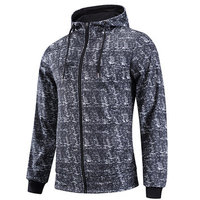 Mens Fashion Camo Sweatshirt Hoodie Zipper Polyester Long Sleeve Casual Hoodie