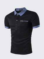 Mens Fashion Front Pocket Polo Shirt Turndown Collar Short Sleeve Spring Summer Casual Tops