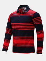 Mens Fashion Stripe Color Cotton Casual Polo Shirt