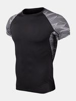 Mens Fitness Training Short Sleeve Skinny Tops Elastic Quick-drying Jogging Sport T-shirts