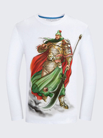 Mens Guan Gong Printing Cotton Long Sleeve T-shirt