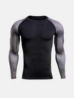 Mens Gym Contrast Color Printing Fitness Tight T-shirt Breathable Training Tops