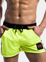 Mens Home Shorts Mesh Breathable Elastic Waist Drawstring Sports Shorts