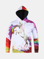 Mens Hoodies Original 3D Colorful Unicorn Printing Fashion Casual Sport Hooded Tops
