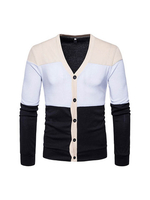 Mens Knitted Striped Single Breasted Hit color Cardigans