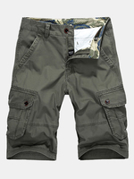 Mens Military Casual Vintage Multi Pockets Cargo Shorts