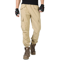 Mens Multi Pockets Elastic Waist Soild Color Cargo Pants