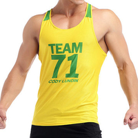Mens Numeric Letter Front Breathable Vest Gym Fitness High elasticity Sport Tank Tops